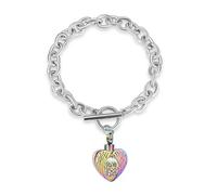 ADENLA Bracelet urne funéraire en Forme d'aile d'ange, Pendentif en Acier Inoxydable, Souvenir, Empreinte de Patte, chaîne à Main colorée pour Animal de Compagnie, Chien ou Chat