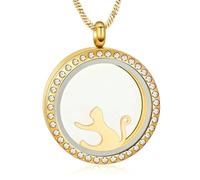 ADENLA Collier d’urne pour Chat pour Cendres Souvenir en Verre Transparent Bijou de crémation pour Un être Cher - Golden