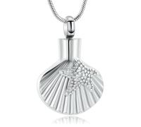 ADENLA Collier urne en Forme d'étoile de mer pour Les Cendres d'un être Cher, Coquillage, Bijoux de crémation, Pendentif Souvenir, Bijoux en Argent