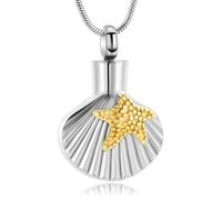 ADENLA Collier urne en Forme d'étoile de mer pour Les Cendres d'un être Cher, Coquillage, Bijoux de crémation, Pendentif Souvenir, Bijoux - Or