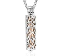 ADENLA Collier urne funéraire cylindrique gravé, Petite urne de Grande capacité, en Acier Inoxydable, pour Cendres humaines ou animales, pour Femmes et Hommes, Argent Rose