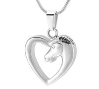 ADENLA Colliers commémoratifs pour Animaux de Compagnie en Acier Inoxydable Cheval dans Mon cœur Pendentif urne funéraire Porte-Cendres Bijoux commémoratifs