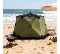 adeproptitysed Abri de Pêche sur Glace Pliable, Cabane de Pêche sur Glace,Tente de Pêche Isolée pour 5-6 Personnes, Abri Isolant Anti-Vent avec Sortie poêle, Structure Pop-up Rapide Green