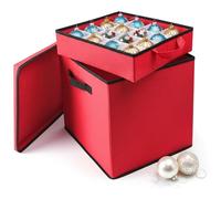 ADEPTNA Boîte de rangement robuste pour boules de Noël avec 4 plateaux - Peut contenir jusqu'à 64 boules - Design pliable et peu encombrant