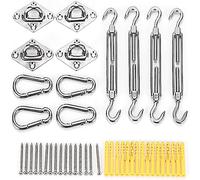 AdeptT Kit de Fixation de Voile d'ombrage, pour carré et Triangle, Rectangle, Ensemble de Fixation pour auvent Robuste en Acier Inoxydable 304, 5 mm, Argent,6mm