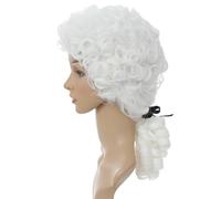 Adequate Perruque blanche George Washington pour femme, perruque coloniale, costume de colonial pour homme, costume d'Halloween (blanc)