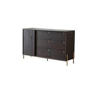 ADERFETBI Buffet Salle a Manger 150cm Console d'Entrée en Bois Massif Style Rétro, Armoire de Rangement à Porte Coulissante pour Salon, Meuble Couleur Fumée Style Patiné Bahut