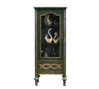 ADERFETBI Buffet Salle a Manger Armoire à vin Haute en Bois, Planche Nordique, Armoire de Rangement à Porte Unique, Porte en Verre rétro, Buffet de Salon Bahut