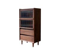 ADERFETBI Buffet Salle a Manger Armoire De Rangement en Bois Massif, Style Nordique, en Noyer Noir, for Salon, Cuisine, Salle À Manger, Simple, Armoire Latérale Bahut