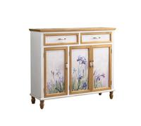 ADERFETBI Buffet Salle a Manger Armoire D'entrée Peinte De Pays Artistique, Buffet en Rondins De Ménage, Armoire De Rangement De Style Pastoral Bahut(S:90CMX34CMX91CM)