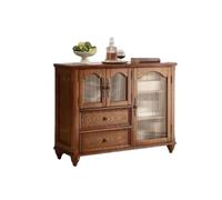ADERFETBI Buffet Salle a Manger Buffet Chinois rétro avec Porte en Verre, Buffet en Bois Massif avec tiroir, Meuble de Bar à café Bahut(M:120 * 45 * 95cm)