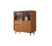 ADERFETBI Buffet Salle a Manger Buffet en Bois Massif, Porte coulissante en Verre, Console de Cuisine, Meuble de Rangement for Salon Bahut