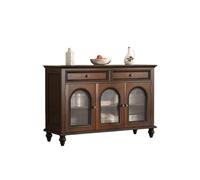 ADERFETBI Buffet Salle a Manger Buffet rétro en Bois Massif, Armoire de Rangement de Cuisine, Buffet de Ferme, Armoire de Bar à café avec Fonction de Rangement Bahut(M:130 * 45 * 87.7cm)