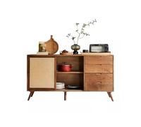 ADERFETBI Buffet Salle a Manger Buffet Rétro en Rotin Et Bois Massif, Armoire De Rangement for La Maison, Meuble De Rangement Simple Bahut