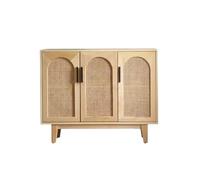 ADERFETBI Buffet Salle a Manger Buffet Simple en Rotin Et Bois Massif, Style Nordique, for La Maison, Le Salon, La Cuisine, Armoire De Rangement Bahut(M:120CMX35CMX90CM)