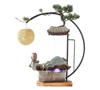 ADERFETBI Fontaine Eau Decoration Fontaine à Eau décorative Porte-Bonheur de Style Chinois, décoration créative en céramique for Bureau, Salon Zen Interieur