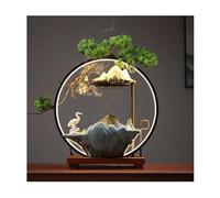 ADERFETBI Fontaine Eau Decoration Fontaine d'eau décorative créative for la Maison, Le Salon, Le Bureau, Style Chinois, avec Anneau Lumineux LED Zen Interieur(C)