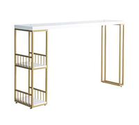 ADERFETBI Mange Debout Bar en Bois Massif de Mode Nordique, Barre de thé à Double Table à Double Rangement Table Bar(120 * 40 * 105cm)