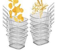 ADERTOS 10PCS Panier à Frites en Acier Inoxydable Panier à Frites Individuel Paniers à Frites Chips Crépine Mini Paniers à Frites Panier pour Friteuse Rectangulaire pour Frites, Crevettes