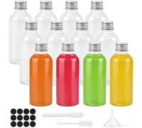 ADERTOS 12PCS Mini Bouteille, Bouteilles Miniatures Réutilisables 80ML Bouteilles de Jus en Plastique Mini Bouteilles de Shot Bouteilles en Plastique avec Couvercles pour Huiles Essentielles, Boissons