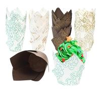 ADERTOS 200PCS Caissettes Cupcake Caissettes en Papier Caissette Muffins Papier Tasses de Papier de Cuisson de Tulipe Moules à Cupcake Tulip Paper Cups 4 Couleurs pour Fête de Mariage, Anniversaire
