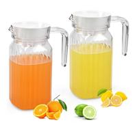 ADERTOS 2PCS Carafe Eau Pichet à Eau Plastique Pichet à Thé Glacé Pichet en Plastique de 600ML Carafe à Eau Transparente Pichet À Jus avec Couvercle Carafe à Eau avec Poignée pour Vin, Jus (type 2)
