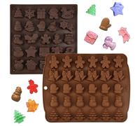 ADERTOS 2PCS Moule à Chocolat de Noël en Silicone Moule à Bonbon Moule de Cuisson de Noël Moule Chocolat 3D Moule Patisserie avec Formes sur le Thème de Noël pour Chocolat, Bonbons, Gelée
