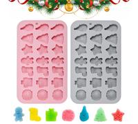 ADERTOS 2PCS Moule Gateau Silicone de Noel Moule à Chocolat de Noël en Silicone, 21 Cavités, Moules de Cuisson de Noëls Moules à Pâtisserie en Silicones Noël pour Décorations de Gâteaux, Gris et Rose