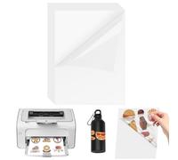 ADERTOS 50PCS Papier Autocollant Transparent, Papier Autocollant Imprimante Papier Autocollant Jet d'Encre A4 Imprimables Papier Autocollant Étiquette Adhésif Imprimable Pour Etiquettes DIY