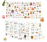 ADERTOS 8 Feuilles Autocollants Joyeux Anniversaire Décalcomanies de Fête d'Anniversaire Joyeux Anniversaire Stickers Autocollants de Fête d'Anniversaire pour Déco d'Anniversaire Fournitures de Fête