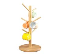 ADERTOS Arbre porte-tasses avec 6 crochets, porte-gobelets en bambou, structure d'arbre, support tasses amovible en bois pour cuisine, restaurant, bar