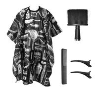 ADERTOS Cape de Coiffure Robe de Coiffure Professionnelle Robe de Coupe de Cheveux Capes de Coiffeur de Salon en Taffetas avec Brosse Plumeau de Cou、2*Pince Crocodile Cheveux、Peigne pour Coupes
