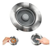 ADERTOS Filtre Evier Cuisine Évier de Cuisine Passoire et Bouchon Combo Bouchon Evier Cuisine INOX 3 en 1 Bouchon de Lavabo Pop-Up Installation Facile pour Un Trou d'Evier de 70-86mm