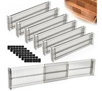ADERTOS Lot de 7 séparateurs de tiroir, réglables, transparents, de 27,5 à 52 cm, système de rangement pour tiroirs