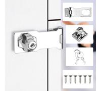 ADERTOS Moraillons de Verrouillage en Alliage de Zinc, 4 Pouces Cadenas Moraillon de Verrouillage Serrure à Moraillon, Moraillon de Porte Loquet avec Cadenas et Clé pour Meubles Cabinet Tiroir, Argent