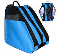 ADERTOS Sac de patin à roulettes bleu, sac de patin à glace unisexe en tissu Oxford respirant sac de transport pour patins à roues alignées sac de transport triangulaire avec sangle réglable pour