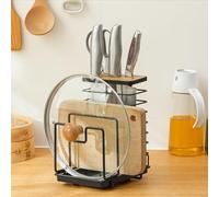 ADERTOS Support de Rangement pour Couteaux - Bloc et Porte-couteau de Cuisine pour Planche à Découper, Ustensiles et Couvercle de Pot