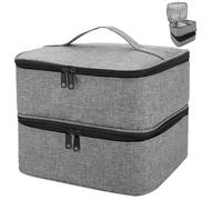 ADERTOS Trousse de Maquillage Organisateur de Vernis à Ongles Gris Sac de Rangement pour Vernis à Ongles Etui à Vernis à Ongles Rangement Onglerie Malette Manucure Double Couche pour Vernis à Ongle