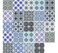 ADesign 32 Feuilles Mural Stickers Carrelage 2D Imperméables Carreau de Ciment Adhesif, Autocollants Carreaux Dosseret pour Cuisine, Salle de Bain la Décoration à la Maison / 15 x 15 cm /T1006