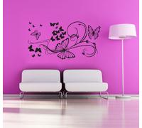 Adesiviamo Sticker Mural, Personnages, PVC, Noir Butterfly_and_Flowers 75 x 55 cm Noir