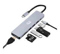 Adesso AUH-4025 Station d'accueil USB C multiport adaptateur type C Hub prend en charge USB C vers x1 HDMI 4K, 3 x USB-A 3.2, 1 x PD, 1 x Micro SD, 1 x lecteur de carte SD