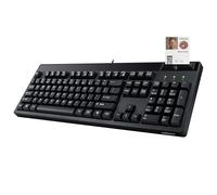 Adesso EasyTouch 130SB Clavier mécanique filaire avec commutateurs rouges, lecteur de carte à puce intégré, touche de raccourci Copilot AI, 2 grandes touches imprimées, 104 touches pleine taille pour