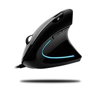 Adesso iMouse E1 - Vertical Ergonomic Illuminated Mouse - Optical - Cable - Glossy Black - USB - 1600 dpi - Scroll Wheel - 6 Button(s) - Right-Handed Only - IMOUSE E1