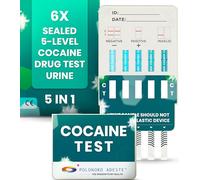 ADESTE 5-en-1 Test de Dépistage de Cocaïne | Rapide et précis en 5 minutes | Détection à 5 niveaux (50-600 ng/mL) | Test cocaïne facile à utiliser, sans labo ni équipement | 6 tests