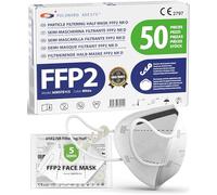ADESTE - 50 Masques FFP2 NR D Blancs Certifiés CE, approvisionnement contrôlé, élastiques confortables, hypoallergéniques et réglables. EFB 99,5%. Emballage individuel