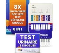 ADESTE 8-en-1 Test Depistage Drogue | Test Urinaire Drogue avec haute sensibilité THC & détection du fentanyl | Fiable & rapide en 5 min | Idéal pour entreprises et usage domestique | 8 tests