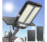 Adewalk 1200W lampadaire solaire avec télécommande, Lampe solaire extérieure étanche ip67 avec capteur de mouvement, 6500k lumière solaire super lumineux spot Solaire LED jardin extérieur garage rue