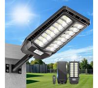 Adewalk 3000W lampadaire solaire avec télécommande, Lampe solaire extérieure étanche ip66 avec capteur de mouvement, 6500k lumière solaire super lumineux spot Solaire LED jardin extérieur garage rue