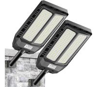Adewalk 4000W*2 lampadaire solaire avec télécommande, Lampe solaire extérieure étanche ip66 avec capteur de mouvement, 6500k lumière solaire super lumineux spot Solaire LED jardin extérieur garage rue
