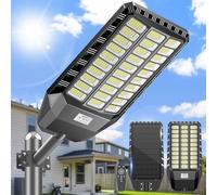 Adewalk 6000W lampadaire solaire avec télécommande, Lampe solaire extérieure étanche ip66 avec capteur de mouvement, 6500k lumière solaire super lumineux spot Solaire LED jardin extérieur garage rue